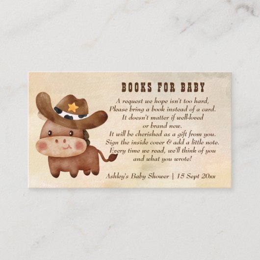 Kleine cowboy schattig baby paard in een pet baby  informatiekaartje (Voorkant)