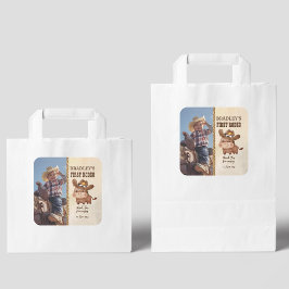 Kleine cowboy schattige baby paardenfoto verjaarda vierkante sticker