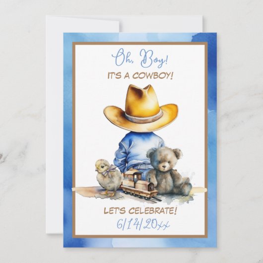 Kleine Cowboy thema Baby shower Kaart (Voorkant)