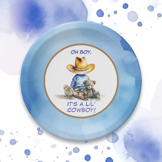 Kleine Cowboy thema Baby shower Papieren Bordje