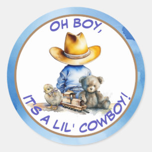 Kleine Cowboy thema Baby shower Ronde Sticker