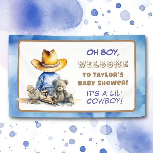 Kleine Cowboy thema Baby shower Spandoek