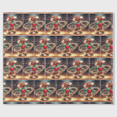 Kleine Cowboy Twirling Kerstverlichting Cadeaupapier (Vlak)