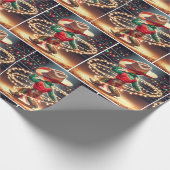 Kleine Cowboy Twirling Kerstverlichting Cadeaupapier (Hoek)