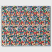 Kleine Cowboy Twirling Kerstverlichting Cadeaupapier (Vlak)