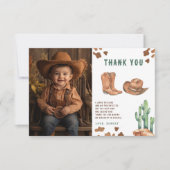 Kleine Cowboy verjaardagsfeestje Dank u Bedankkaart (Voorkant)
