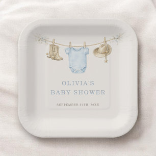 Kleine Cowboy Waskleine Baby Shower Feest Papieren Bordje