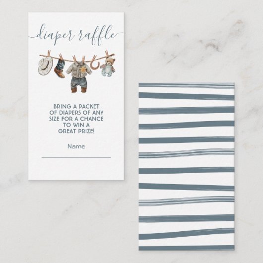 Kleine Cowboy waslijn Luier Raffle kaart (Voorkant / Achterkant)