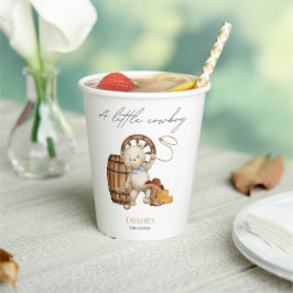 Kleine Cowboy Waterverf Beer Baby shower Pa Papieren Bekers