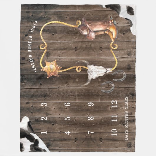 Kleine Cowboy Western | Baby Mijlpaaldeken Fleece Deken (Voorkant)