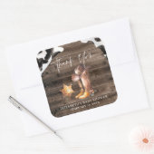 Kleine Cowboy | Western Baby shower Favor Vierkante Sticker (Envelop)