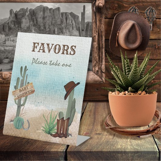 Kleine Cowboy Western Baby shower gunsten Reclamebord Met Voetstuk