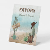 Kleine Cowboy Western Baby shower gunsten Reclamebord Met Voetstuk (Voorkant)