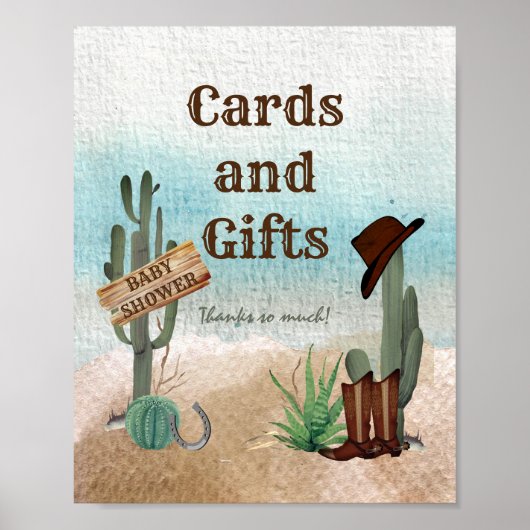 Kleine Cowboy Western Baby shower Kaarten en gesch Poster (Voorkant)