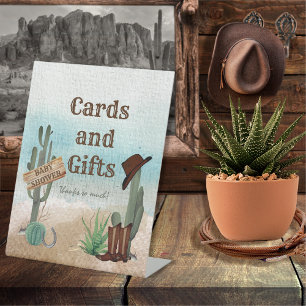 Kleine Cowboy Western Baby shower Kaarten en gesch Reclamebord Met Voetstuk