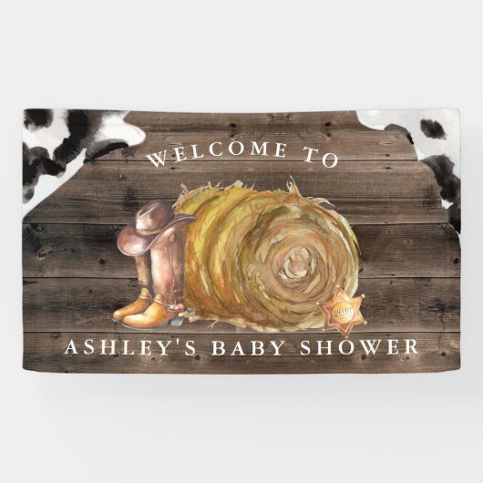Kleine Cowboy | Western Baby shower Welkom Spandoek (Horizontaal)