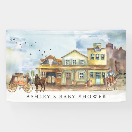 Kleine Cowboy | Western Baby shower Welkom Spandoek (Horizontaal)