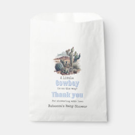 Kleine Cowboy Western Blue Boy Baby shower Bedankzakje