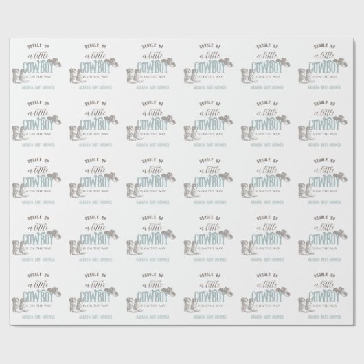 Kleine Cowboy Western Blue Boy Baby shower Cadeaupapier (Vlak)