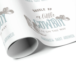 Kleine Cowboy Western Blue Boy Baby shower Cadeaupapier
