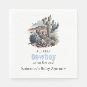 Kleine Cowboy Western Blue Boy Baby shower Decor Servet