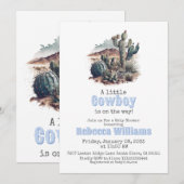 Kleine Cowboy Western Blue Boy Baby shower Kaart (Voorkant / Achterkant)