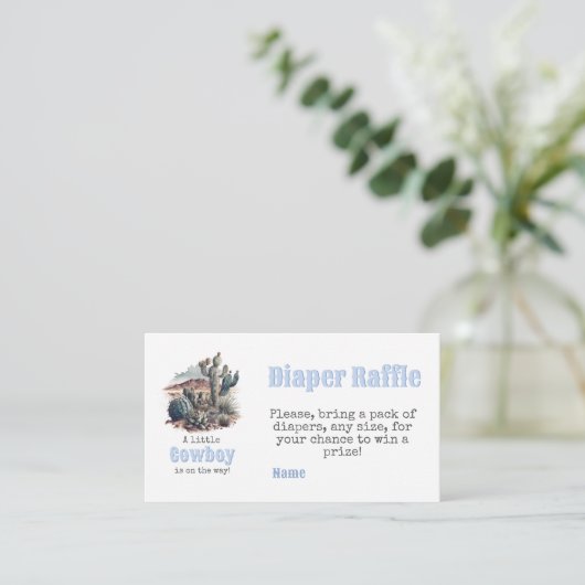 Kleine Cowboy Western Blue Boy Baby shower Luier Informatiekaartje (Staand voorkant)