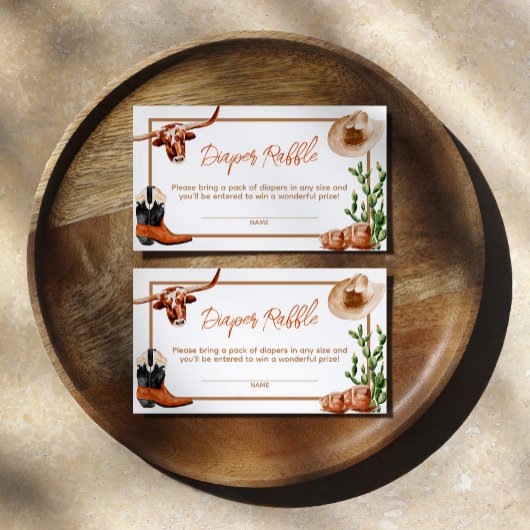 Kleine Cowboy Western Rodeo Luier Raffle Informatiekaartje