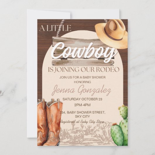 Kleine Cowboy Western Wild West Rodeo Baby shower Kaart (Voorkant)