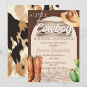 Kleine Cowboy Western Wild West Rodeo Baby shower Kaart (Voorkant / Achterkant)