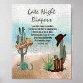 Kleine Cowboy Westerne Douche Late Night Luiers Poster (Voorkant)
