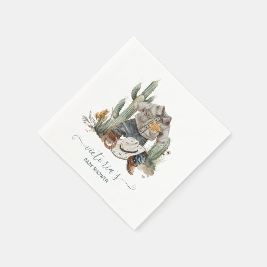 Kleine Cowboy Westerne Waterverf Baby shower Servet (Hoek)