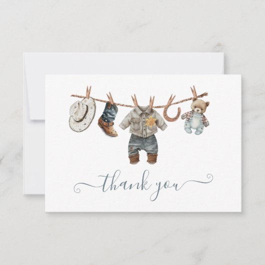 Kleine Cowboy Westerne Waterverf Dank u opmerking (Voorkant)