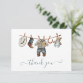 Kleine Cowboy Westerne Waterverf Dank u opmerking Kaart (Staand voorkant)