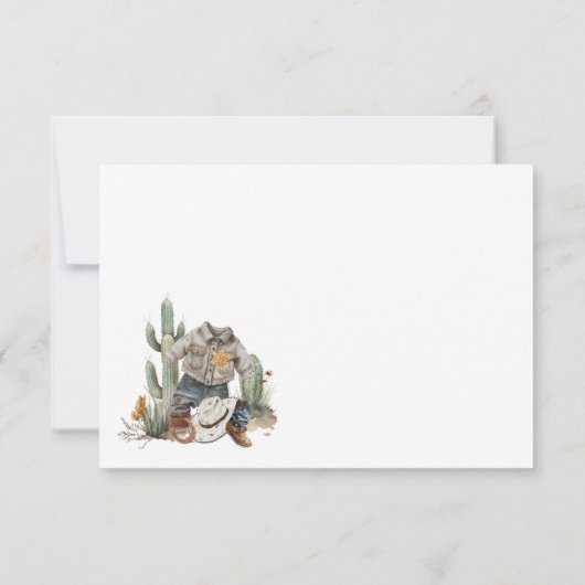 Kleine Cowboy Westerne Waterverf Dank u opmerking Kaart (Achterkant)