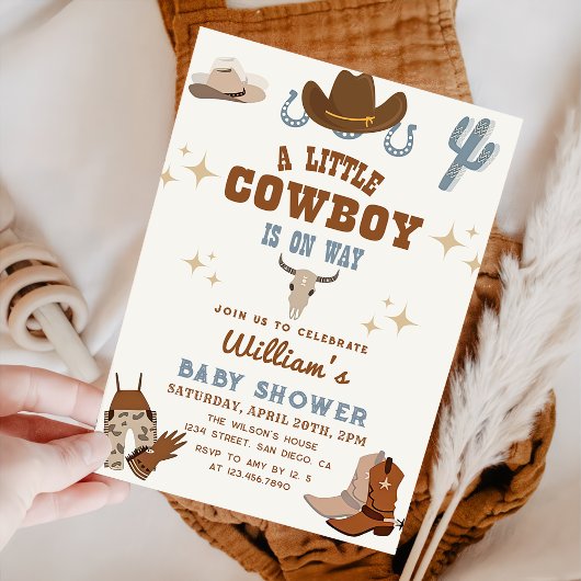 Kleine Cowboy Wild West Rodeo Boy Baby shower Kaart