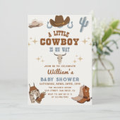 Kleine Cowboy Wild West Rodeo Boy Baby shower Kaart (Staand voorkant)