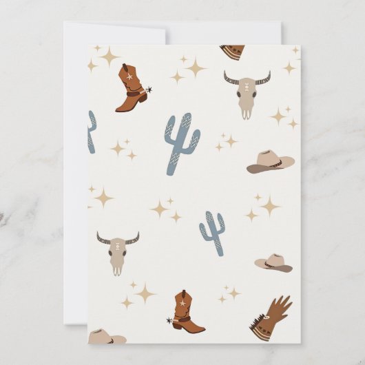 Kleine Cowboy Wild West Rodeo Boy Baby shower Kaart (Achterkant)