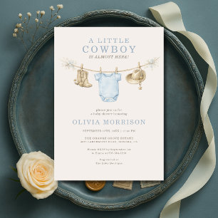 Kleine Cowboy Wild West Waslijn Baby Shower Kaart