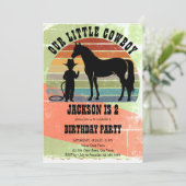 Kleine cowboy  zonsondergang jongens verjaardagsfe kaart (Staand voorkant)