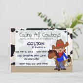 Kleine Cowboys Custom Invitations Kaart (Staand voorkant)