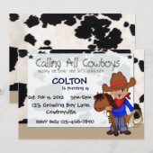 Kleine Cowboys Custom Invitations Kaart (Voorkant / Achterkant)