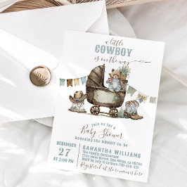 Kleine cowdoy Wild West Boy Baby shower Kaart