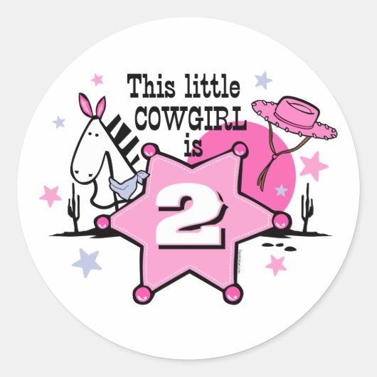 Kleine Cowgirl 2e Birthay Sticker (Voorkant)