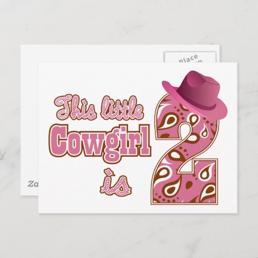 Kleine Cowgirl 2e verjaardag Briefkaart (Voorkant / Achterkant)