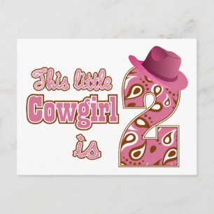 Kleine Cowgirl 2e verjaardag Briefkaart