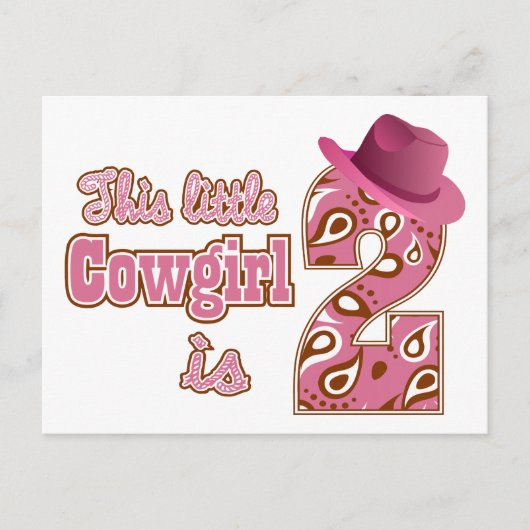 Kleine Cowgirl 2e verjaardag Briefkaart (Voorkant)