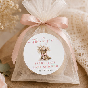Kleine Cowgirl Baby Meisje Shower Elegante Bedankt Ronde Sticker