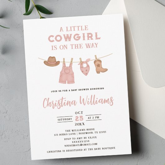 Kleine Cowgirl Baby shower Kaart