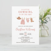 Kleine Cowgirl Baby shower Kaart (Staand voorkant)